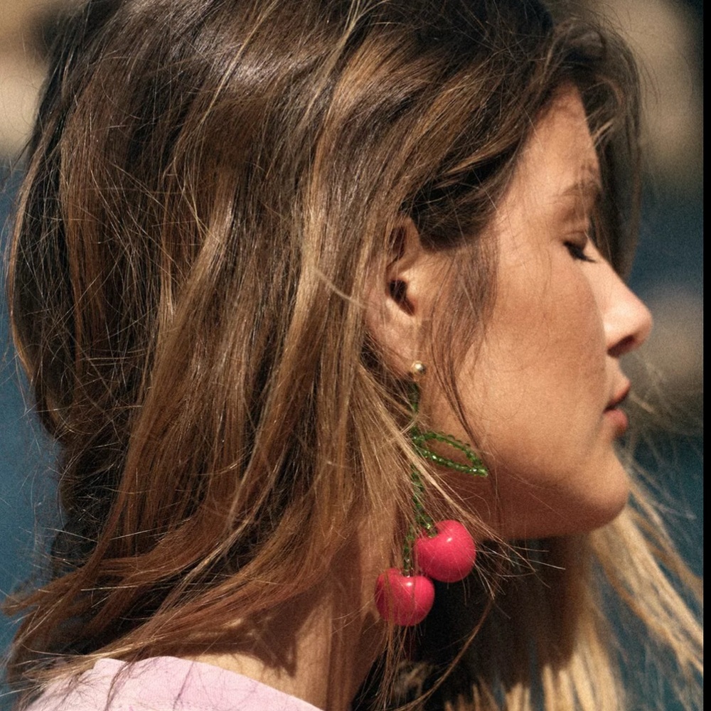 ZARA Cherry bead earrings 1011-031 - Picture 3 of 7